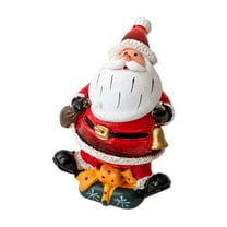 Christmas Santa Figurines, Christmas Table Decor, Festive Santa Claus and Snowman Centerpiece for Holiday Mantel Displays, Red Resin Decoration