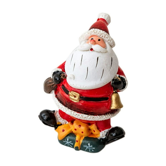 Christmas Santa Figurines, Christmas Table Decor, Festive Santa Claus and Snowman Centerpiece for Holiday Mantel Displays, Red Resin Decoration
