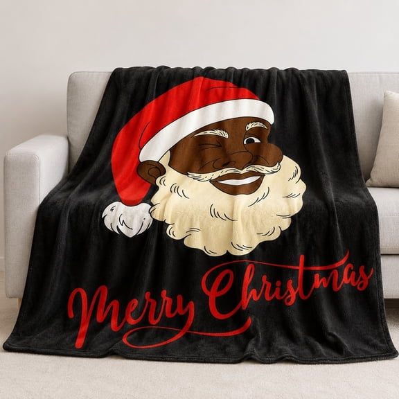 Christmas Santa Fleece Throw Blanket, Soft 280 GSM Polyester, Christmas Home Decor Gift