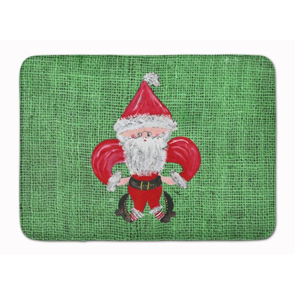 Christmas Santa Fleur de lis Machine Washable Memory Foam Mat