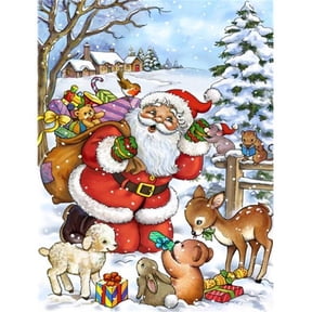 Christmas Santa Forrest Friends Flag Canvas House Size