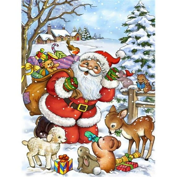 Christmas Santa Forrest Friends Flag Canvas House Size