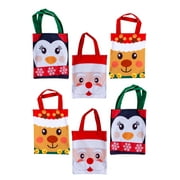 Christmas Santa & Friends Medium felt Like Gift Tote 8" X 10" Set of 6