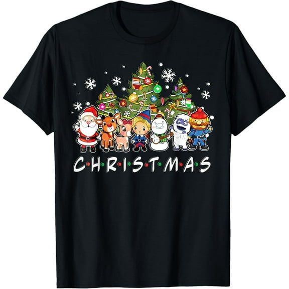 Christmas Santa Friends Reindeer Snowman Family Xmas Holiday T-Shirt