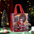 thumbnail image 1 of Christmas Santa Gift Bag - Red Non-Woven Shopping Bag with Santa Bicycle Print, Festive Reusable Tote for Holiday Presents, Party Favors & Gift Wrapping, 1 of 6
