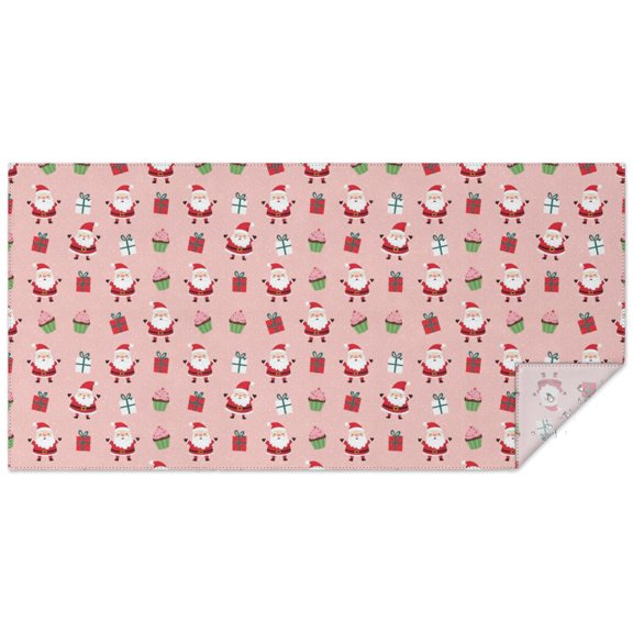 Christmas Santa Gift Cupcake Pink Pattern Rectangular Tablecloth 60x120 Inch, Waterproof Stain Resistant Decorative Table Cover for Dining, Party & Wedding