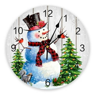 Vinisong Christmas Ho Ho Ho Santa Claus PVC Clock for Wall Black and White  Stripes Santa Decorative Wall Clock Battery Operated Silent Square Wall