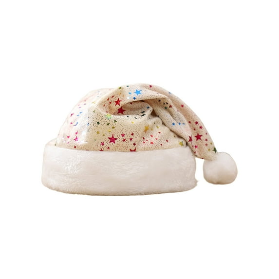 Christmas Santa Hat for Adults – Red Super Soft Plush Holiday Hat with Gold Stars, One Size Fits Most, Funny Party Costume Accessory for Xmas, Winter, Home, and Office Decorations