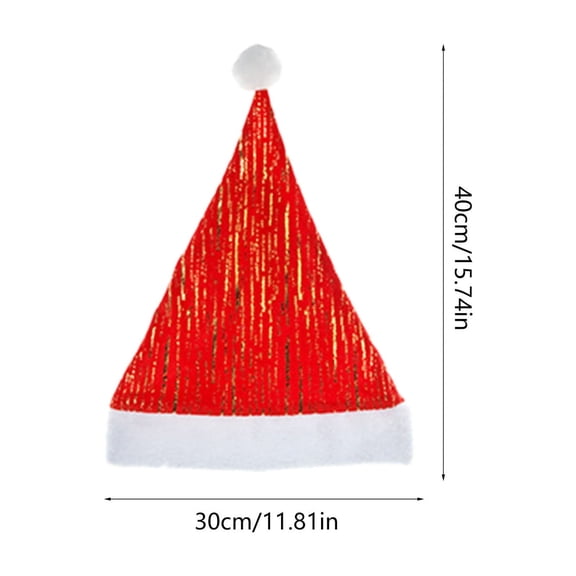 Christmas Santa Hat with Gold Star Sequins, Soft Velvet Holiday Hat in Red Green Blue Options, Festive Costume Accessory for Adults at Winter Party, Home Celebration and Gift Exchange,Red