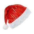 thumbnail image 1 of Christmas Santa Hat, Red Super Soft Polyester Hat with Gold Stars, Adult Holiday Party Dress Up Winter Home Wonderland Decoration, 1 of 5