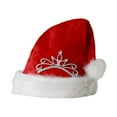 thumbnail image 1 of Christmas Santa Hat with Rhinestone Design, Plush Red and White Holiday Costume Cap for Women and Girls, Soft Velvet Material, Festive Party Accessory, 1 of 5