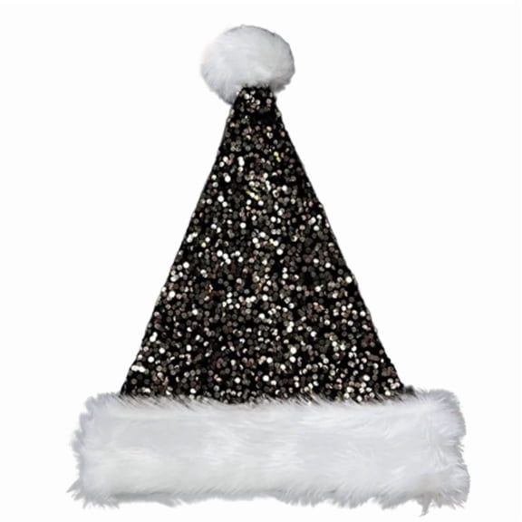 Christmas Santa Hat Stunning Sequins and White Furry Brim for Christmas Parties Dress Up Cosplay Sequins Studded