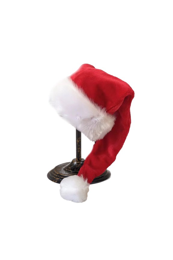 Christmas Santa Hat Thicken Plush and White Furry Brim for Christmas Parties Dress Up Cosplay Multicolored