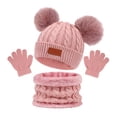 thumbnail image 1 of Christmas Santa Hat Winter Hats for Kids,Hat Gloves Scarf 3 Piece Set Knit Thick Winter Lined Windproof Ski Outdoor Warm Suit,Size:One Size, 1 of 3