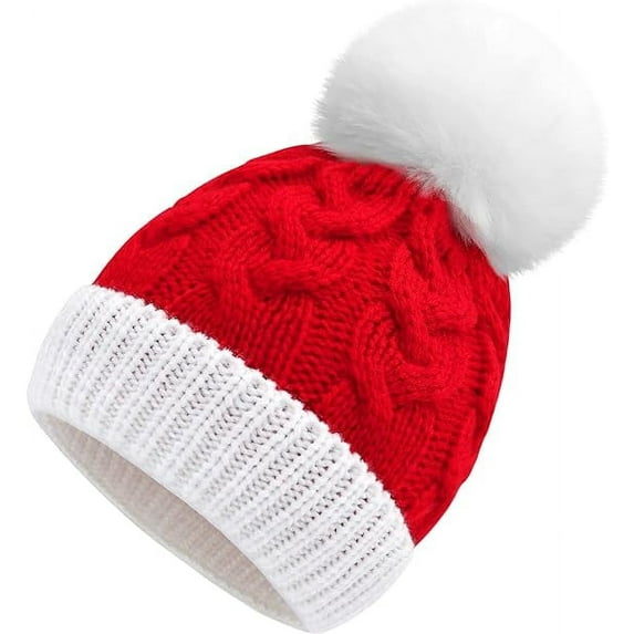 Christmas Santa Hat for Adult, Soft Warm Women Men Beanie Knit Hat