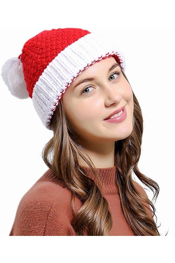Christmas Santa Hat for Adult Women Men Kids Girl Boy Xmas Ski Knit Warm Hat Festive Holiday Cap