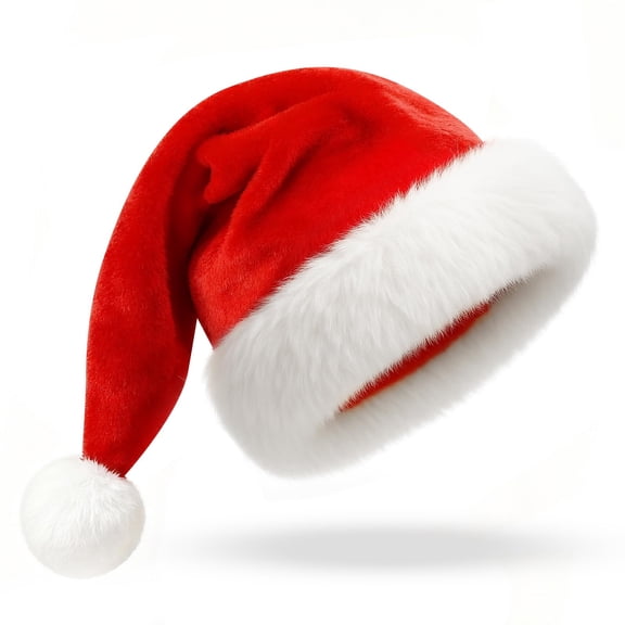 Christmas Santa Hat for Adults, Thicken Soft Velvet Comfort Classic Santa Claus Hat for New Year Party Headwear Holiday