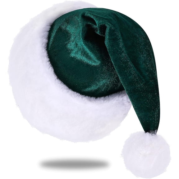 Christmas Santa Hat for Adults, Unisex Velvet Comfort Xmas Hat Extra Thicken Classic Plush for Christmas New Year Festive Holiday Party Supplies