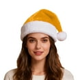 thumbnail image 1 of Christmas Santa Hat for Women Soft Plush Pom Pom Santa Hat Color: Yellow Size: One Size, 1 of 6