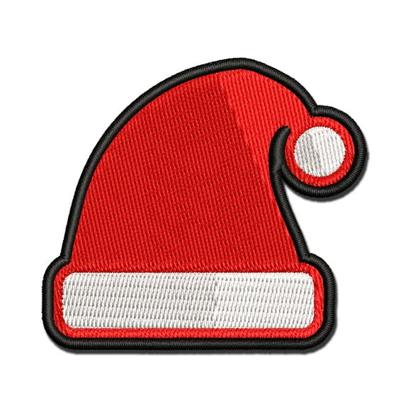 Christmas Santa Hat for the Holidays Applique Multi-Color Embroidered Hook & Loop Patch - 2.5 Inch Small