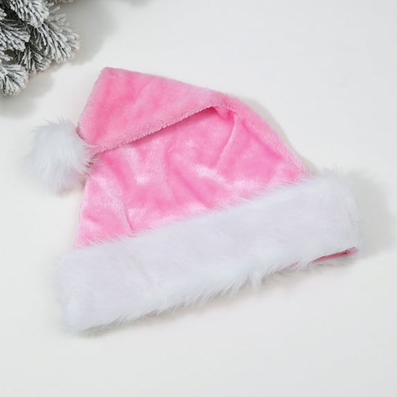 Christmas Santa Hats, Plush Santa Christmas Hats, Plush Xmas Hats with White Cuffs, Christmas New Year Festive Holiday Party Supplies