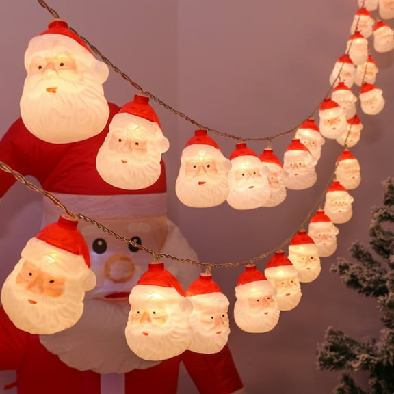 Christmas Santa Head Light Santa Head String Lights 16.4FT Battery Operated Santa Lights for Christmas Holidays Party Decoration
