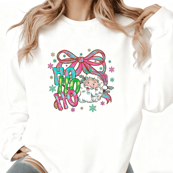 Christmas Santa Ho Ho Ho Print Sweatshirt White S-3XL Graphic Sweatshirt Casual Tops