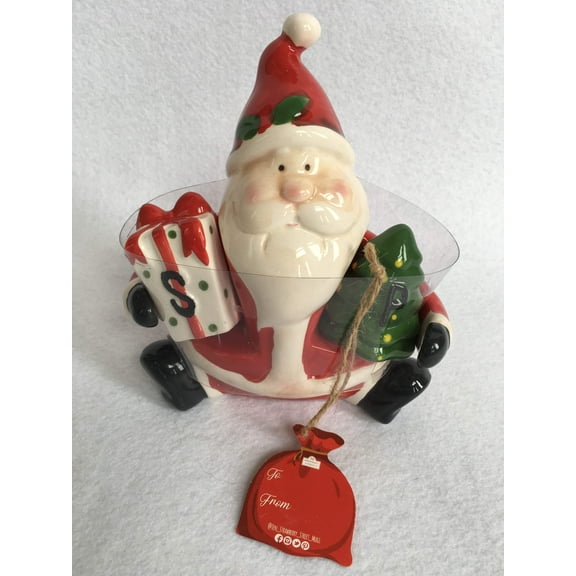 Christmas Santa Holding Present and Tree Salt and Pepper Shaker Set