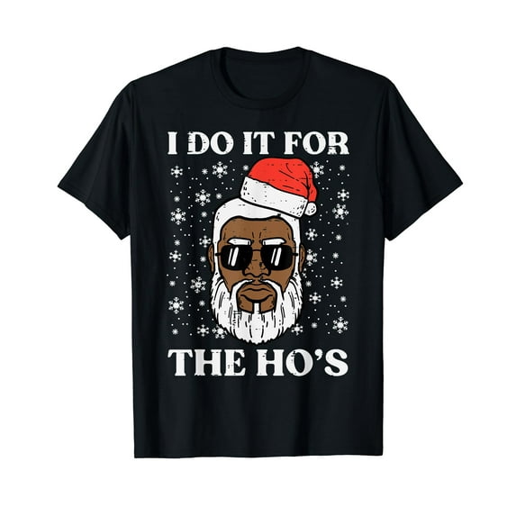 Christmas Santa I Do It For Black Funny Xmas African Men T-Shirt
