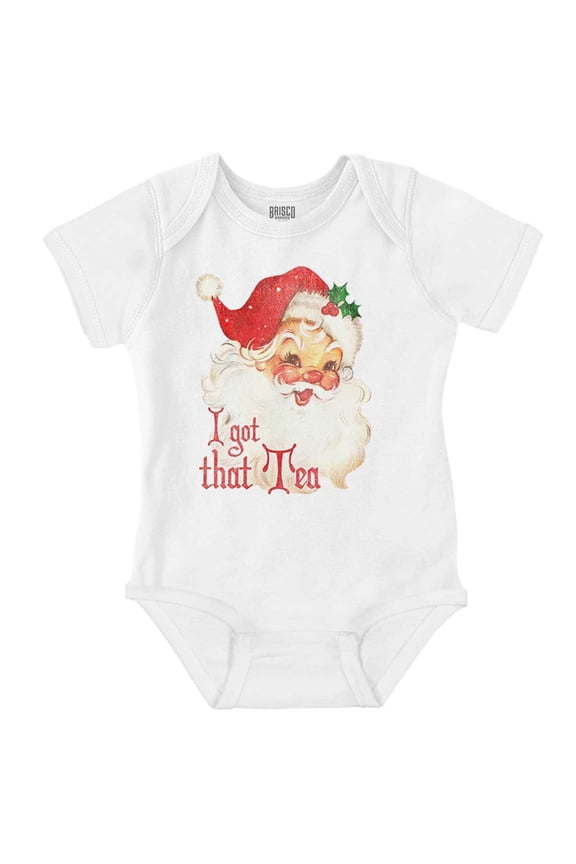 Christmas Santa I Got That Tea Baby Romper Boys or Girls Brisco Brands NB