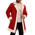 thumbnail image 1 of Christmas Santa Jackets for Men White Fullfy Xmas Long Cardigan Lapel Button Lined Trench Coats Red XXXXL, 1 of 7