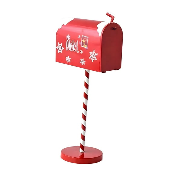 Christmas Santa Letter Collection Box Red White Metal Mail Post For Home Holiday Party Decoration Gift Storage