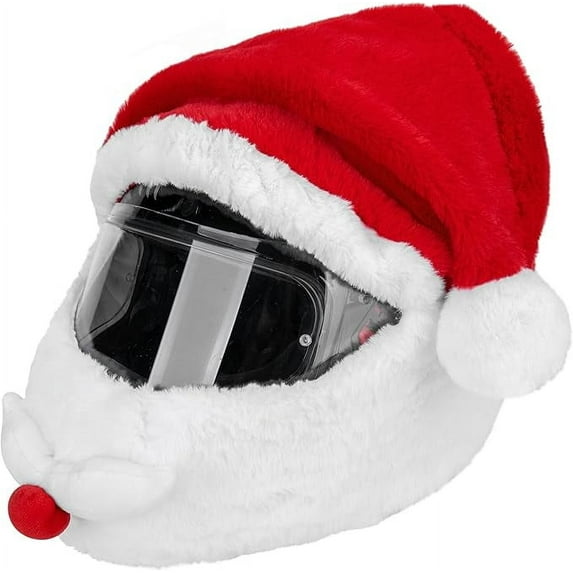 Christmas Santa Motorcycle Helmet Cover, Plush Santa Claus Xmas Hat for Helmet, Fun Christmas Decoration for Girls and Boys Rides Gifts, 1 Piece