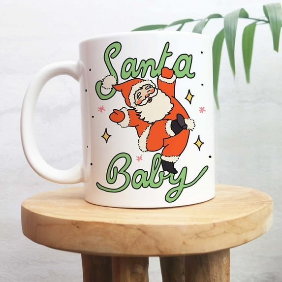 Christmas Santa Mug, Retro Christmas Mug, Hot Chocolate Mug, Christmas Eve Box Filler, Boy Girl Xmas Secret Santa, Festive Ceramic Cup