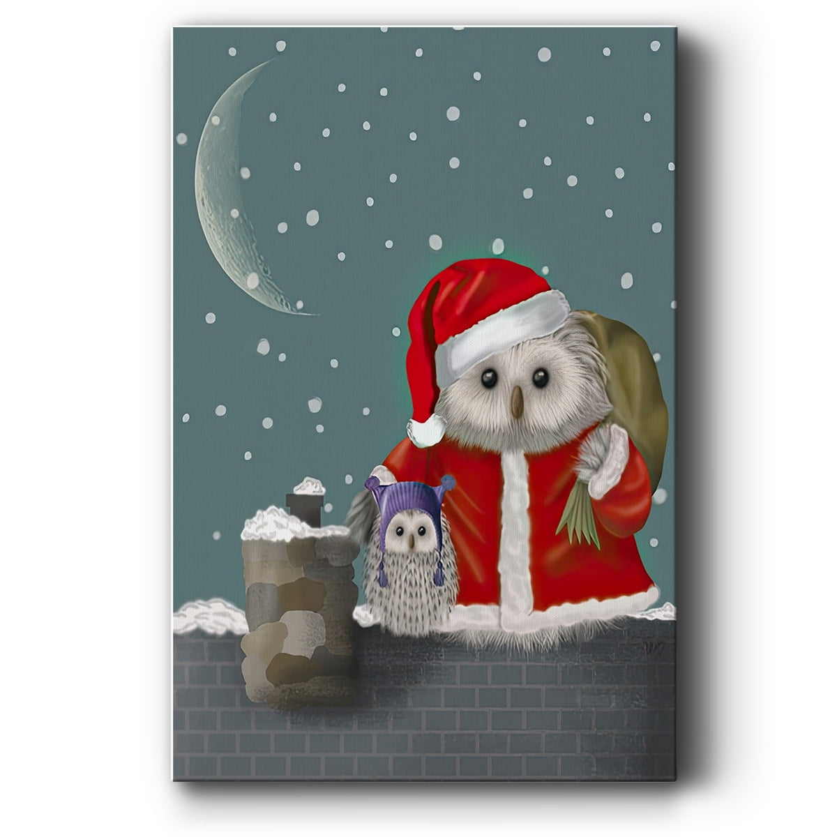 Christmas Santa Owl- Gallery Wrapped Canvas