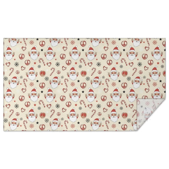 Christmas Santa Peace Sign Beige Pattern Rectangular Tablecloth 60x102 ...
