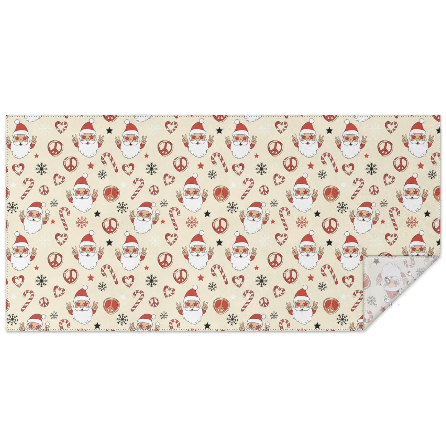 Christmas Santa Peace Sign Beige Pattern Rectangular Tablecloth 60x120 ...