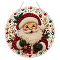 thumbnail image 1 of Christmas Santa Pearl Rhinestone Diamond Painting Hanging Ornament Handmade Bead Craft Decor 25x25cm, 1 of 8