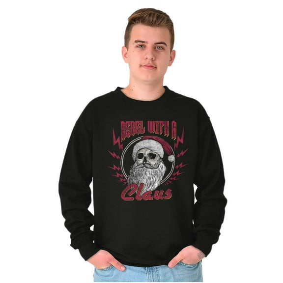 Christmas Santa Rebel With A Claus Sweatshirt for Men or Women Brisco Brands S