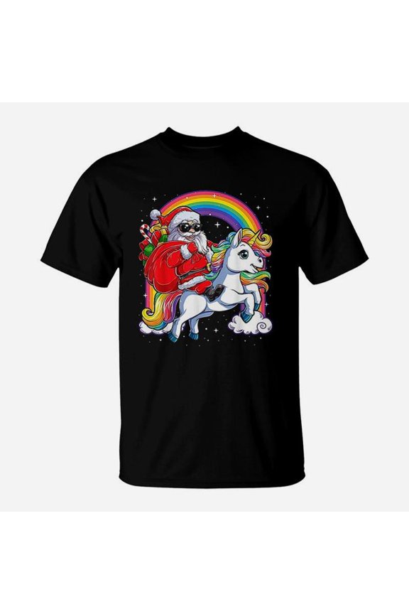 Christmas Santa Riding Unicorn TShirt