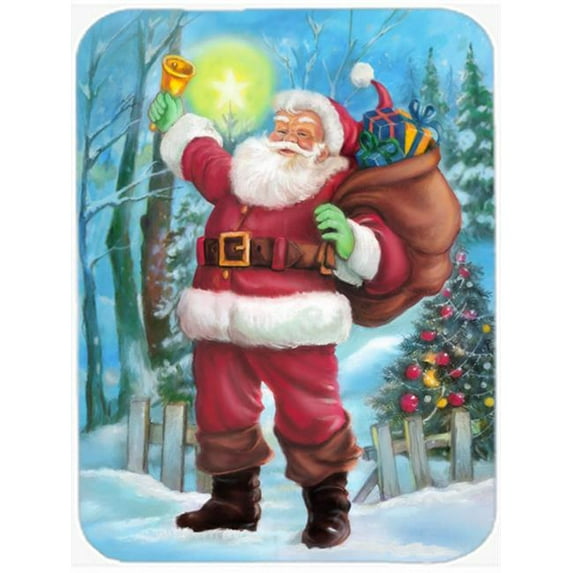 Christmas Santa Rining the Bell Glass Large Cutting Board