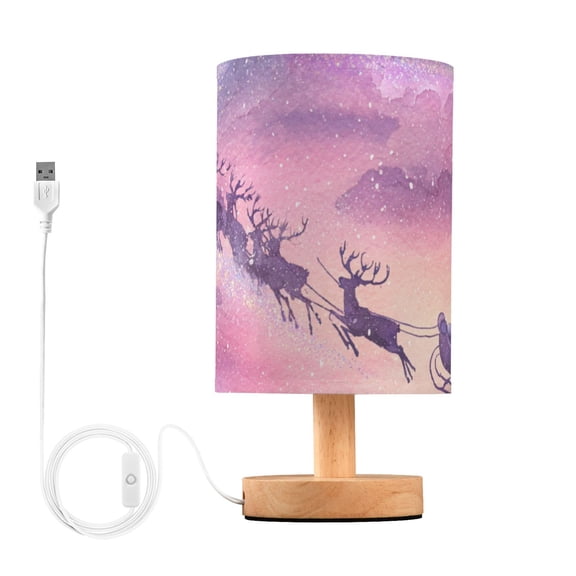 Christmas Santa Run To Whimsical Sky Table Lamp with USB Port LED Warm Light Lamp Night Light Home Decor