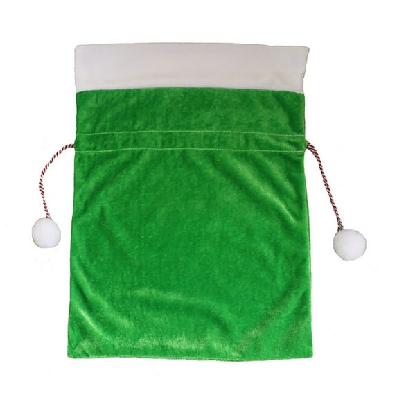 Christmas Santa Sack 11.81x15.7 Inch, Velvet Gift Bag with Drawstring for Holiday Present Wrapping, Christmas Party Supplies and Festive Home Decor (1PC, Green)