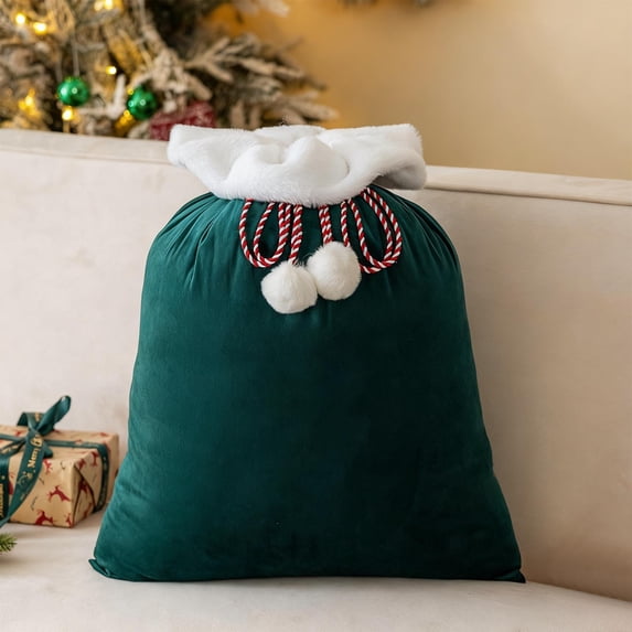 Christmas Santa Sack, 15x23 inch Jumbo Velvet Santa Gift Bags with Drawstring for Christmas Gift Wrapping Home Decoration Supply
