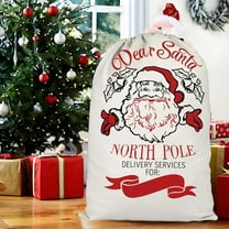Christmas Santa Sack,Large Canvas Gift Bag with Drawstring,Christmas Decorations Gift Bags Candy Bags,Christmas Goodie Bag,Xmas Party Favors Gift Bag,Christmas Large Burny Bag Candy Gift Box Pocket