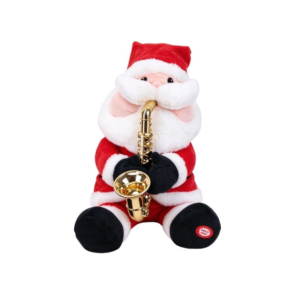 Christmas Santa Saxophone Figurine Dancing Decor Animated Dancing Motion and Built In Music Fun for Home Party Tabletop Display Fireplace Mantel and Shelf Decor