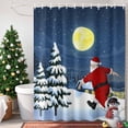thumbnail image 1 of Christmas Santa Shower Curtain, 72" x 72", Xmas Tree Blue Sky Moon Snowflake Waterproof Bathroom Curtain Washable Shower Curtain Set with 12 Hooks, 1 of 6
