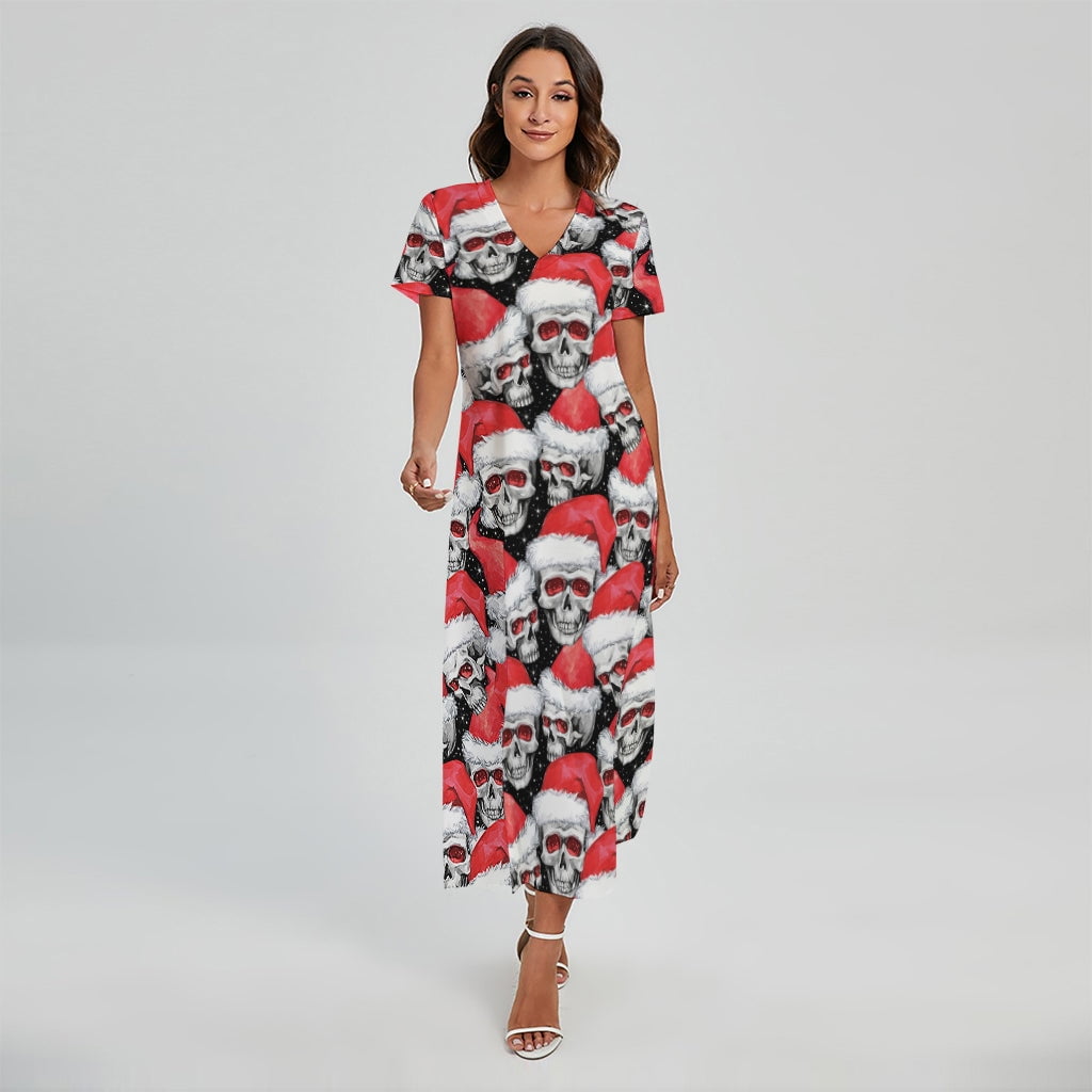 Christmas Santa Skull Pattern Printed Short Sleeve Maxi Dress, Jesus  Christian Fashion Summer Maxi Dress For Women - Walmart.com