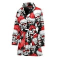 thumbnail image 1 of Christmas Santa Skull Pattern Women Bathrobe One Size Univeral Fits, Skull Lover Gifts Fashion Lightweight Plush Fleece Long Robe For Women, 1 of 3