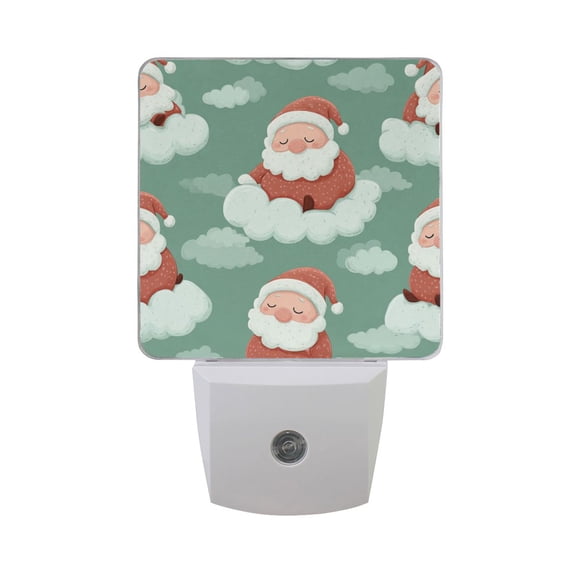 Christmas Santa Sleeping on Clouds LED Night Light Sensor Lamp Plug-in Adjustable Brightness 2 Pack